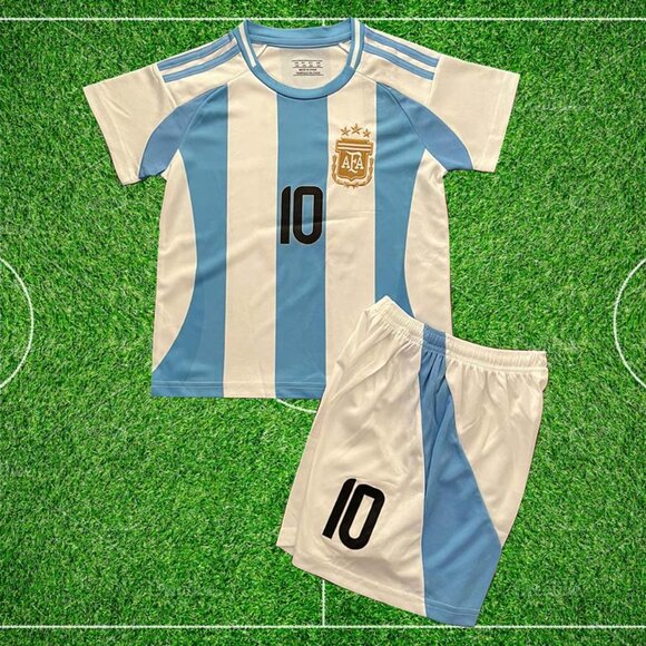 Messi Argentina #10 Home Jersey– Youth Fan Set (Jersey + Shorts) - Picture 2 of 3